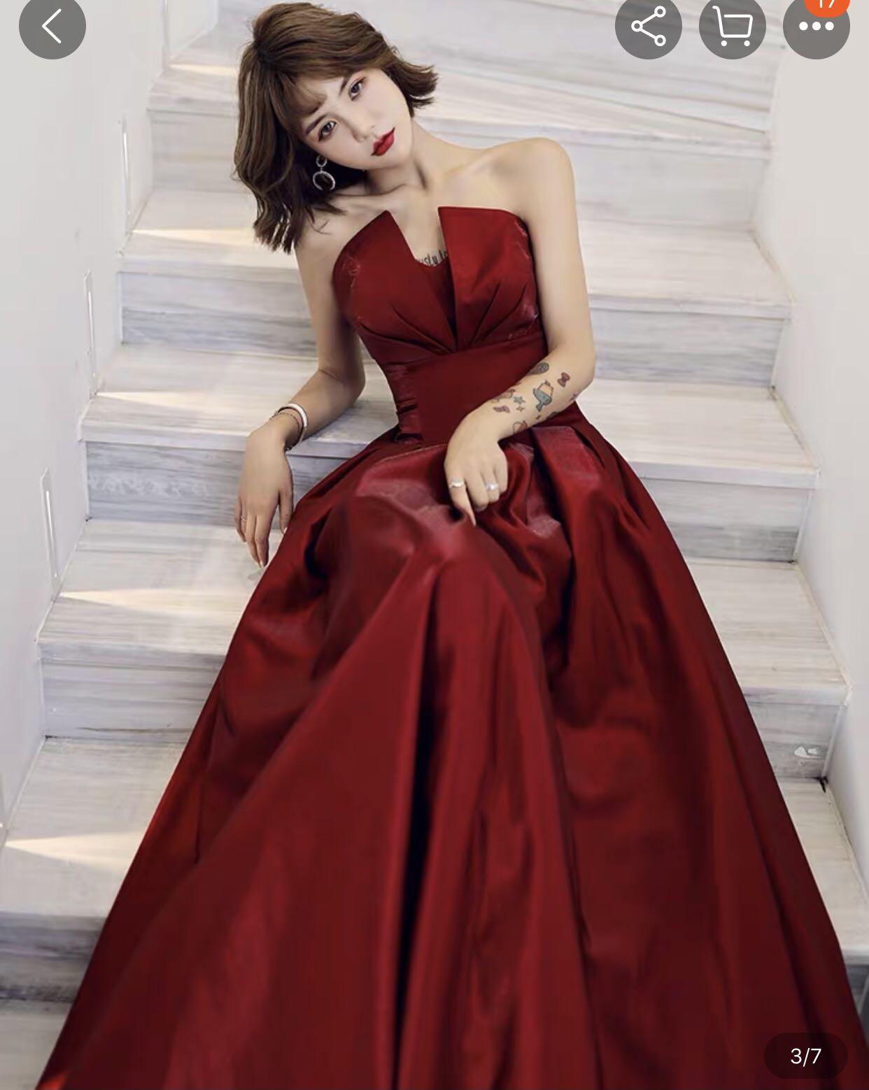 Red full length dress