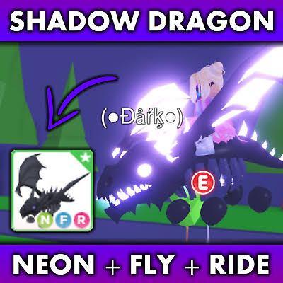 Roblox Adopt Me Neon Fly Ride Shadow Dragon LUMINOUS, Video Gaming ...