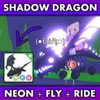 Roblox Adopt Me Neon Fly Ride Shadow Dragon LUMINOUS