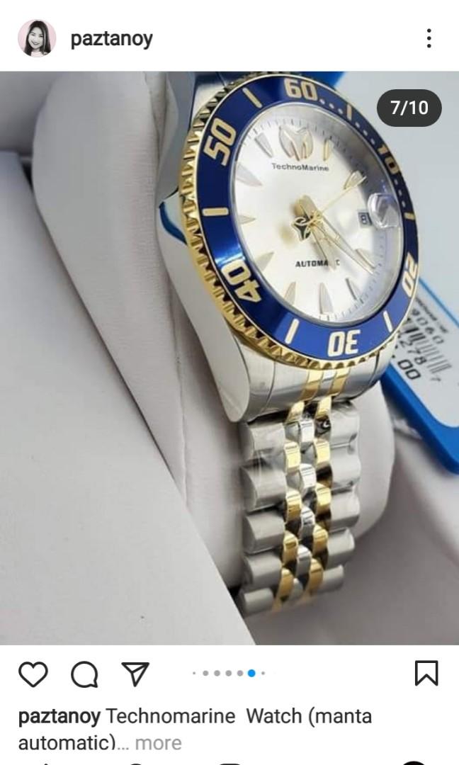 Technomarine automatic watch (Category: Men's Watches) located in Pasig City. Submitted by brave_jeffrie28 (Listing ID 1102422253, Image 1). Description: fs technomarine manta automatic.
