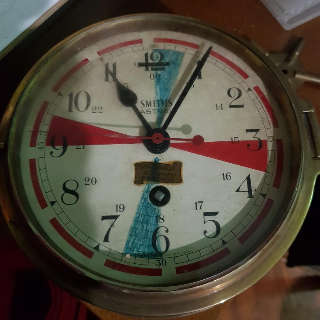 Vintage Smith's Astral brass ship maritime clock, Hobbies & Toys