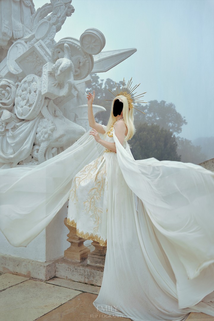 White fantasy fairytale goddess holy gown Women s Fashion