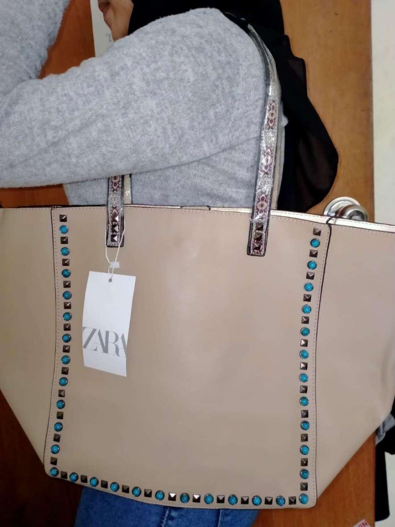 Zara tote bag, Fesyen Wanita, Tas 