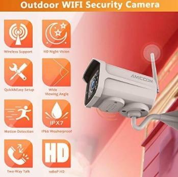 Amiccom Outdoor Wireless Surveillance Camera (Category: Security Systems & CCTV Cameras) located in Marikina City. Submitted by skowshop (Listing ID 1102620133, Image 2). Description: Product Key Features ConnectivityWireless Smart Home CompatibilityGoogle Assistant, Amazon Alexa FeaturesOutdoor/Weatherproof Surveillance TechnologyCCTV TypeSurveillance Camera Maximum Resolution1920x1080 Smart Home ProtocolInfrared, Wi-Fi LocationOutdoor Only.