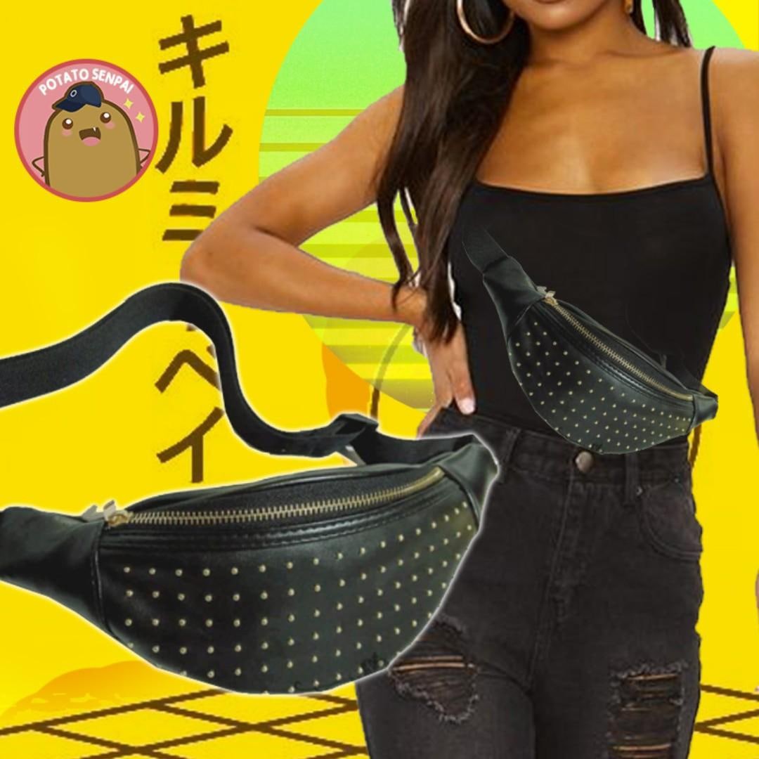 leather studded fanny pack
