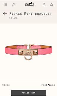 BNIB Hermes Rivale Mini Bracelet - Rose Azalee