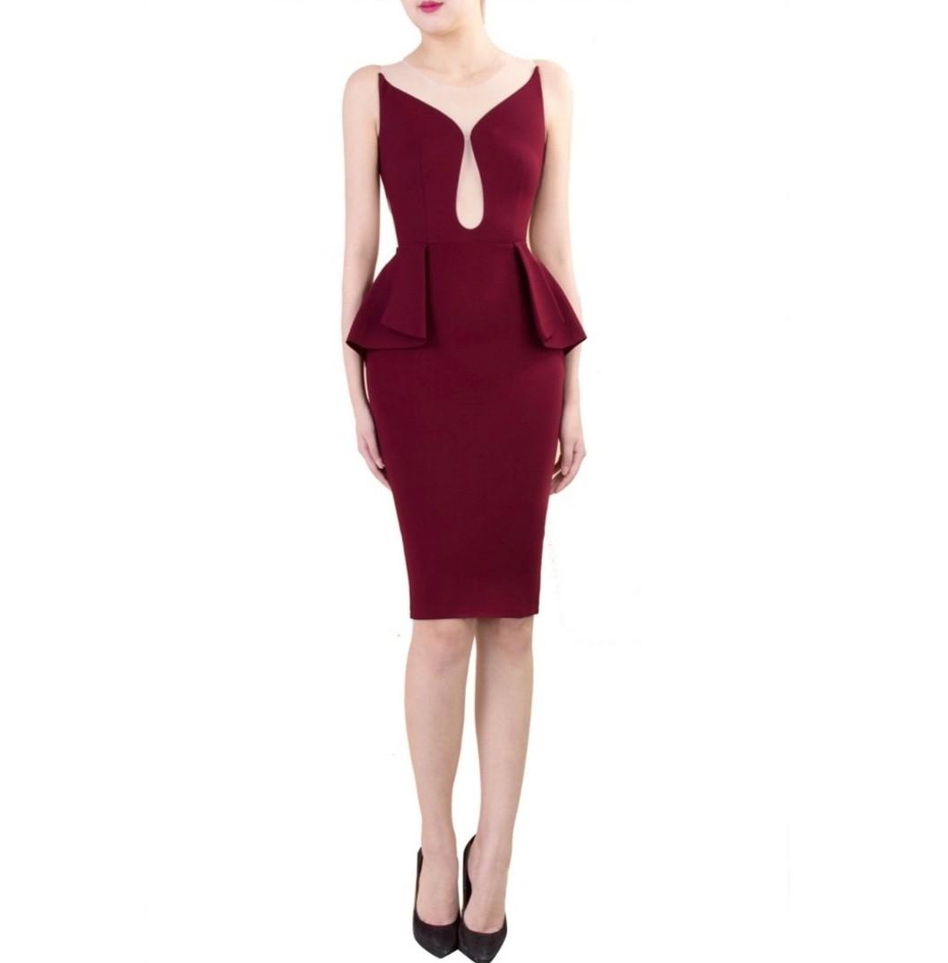 Maroon peplum discount dress