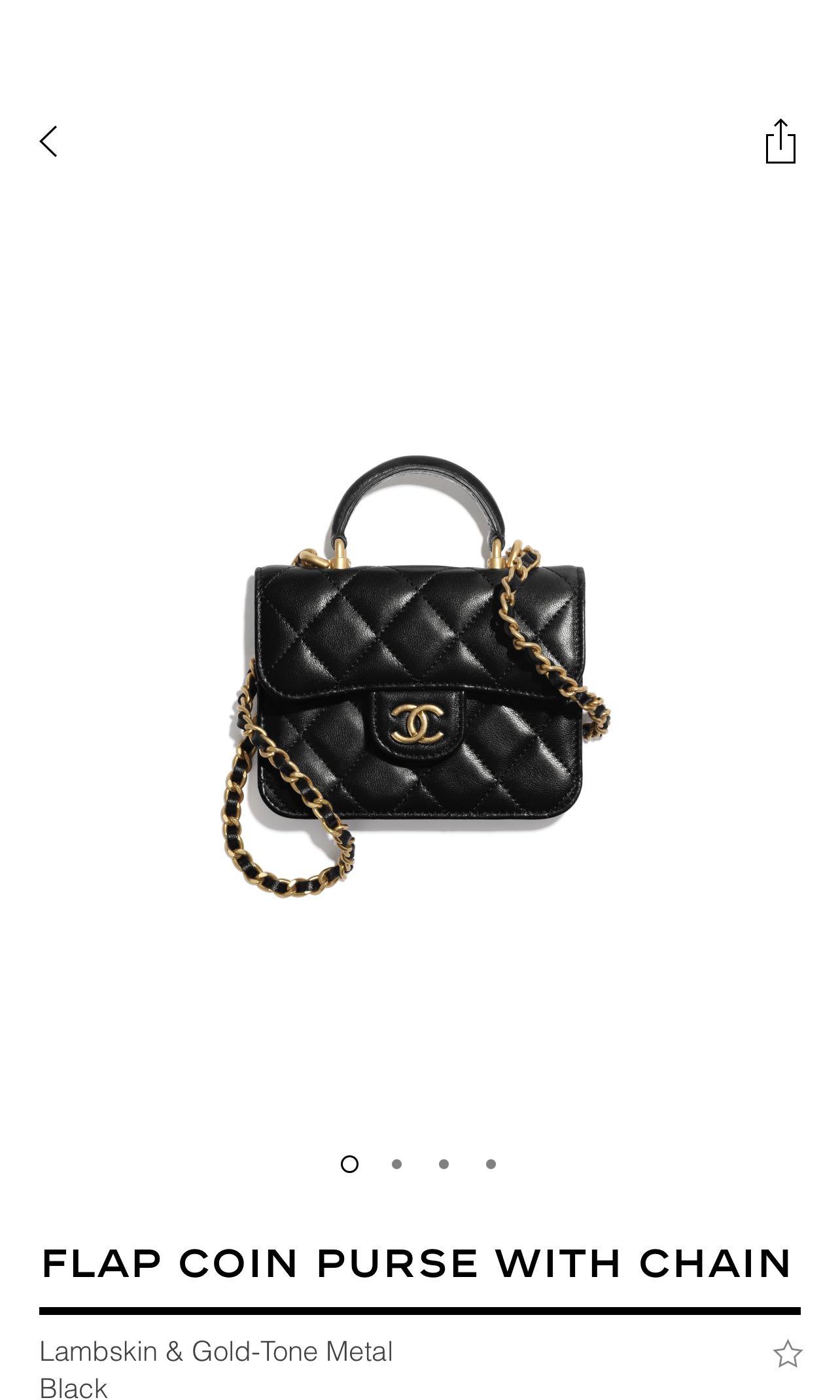 Chanel Flap Coin Purse With Chain Black Quilted Lambskin