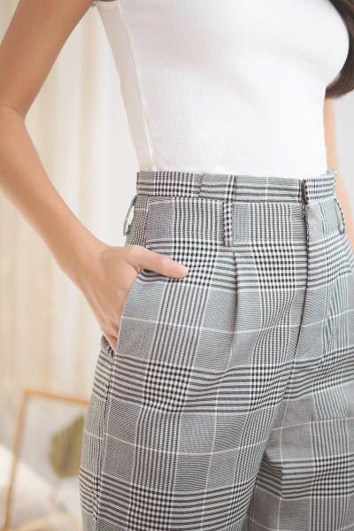 Gingham paperbag pants outlet
