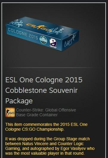 Esl One Cologne 2015 Cobblestone Souvenir Package Video Gaming Gaming Accessories In Game Products On Carousell