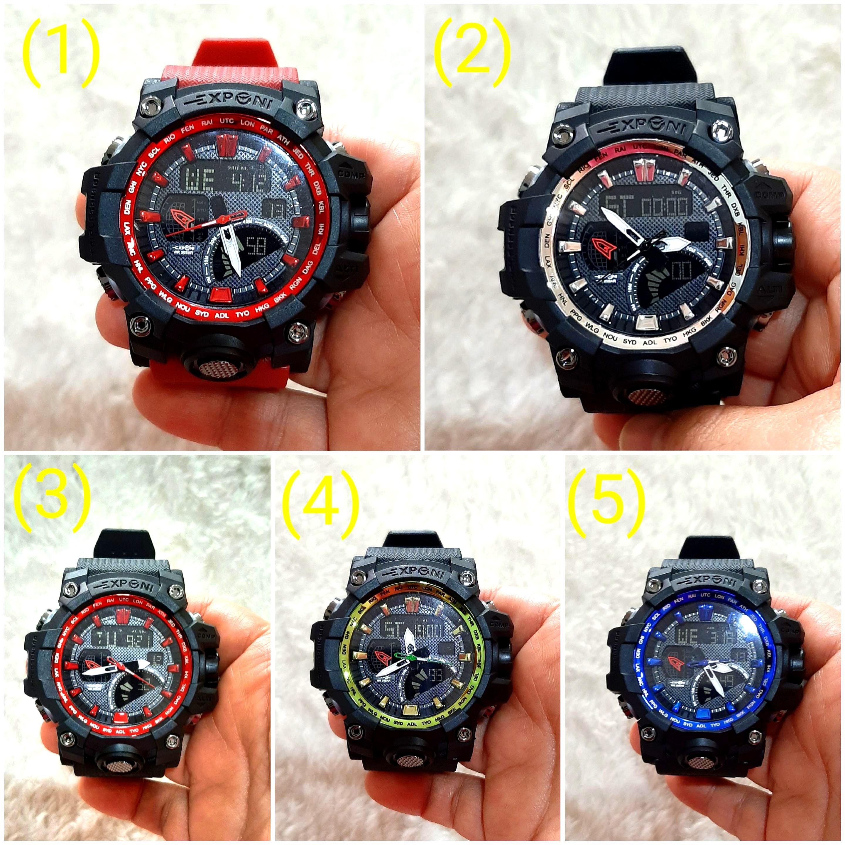 NEW arrival!3 ATM water resistant Colorful EXPONI sport plastic brand  watches digital analog dual time UNISEX watch - AliExpress