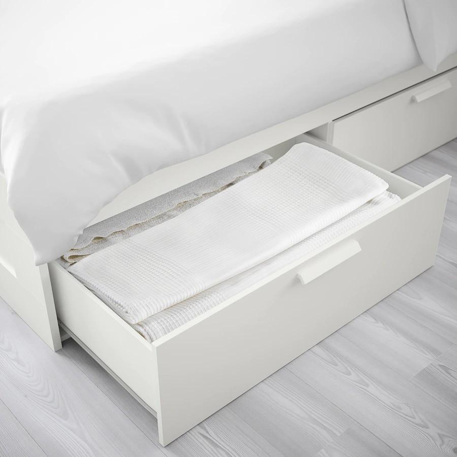 best priced ikea brimnes queen sized bed frame 4 drawers with without mattress furniture home living furniture bed frames mattresses on carousell