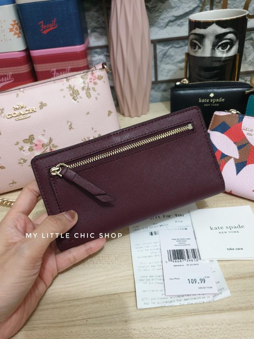 Kate spade staci slim bifold wallet cherrywood, Women's Fashion, Bags &  Wallets, Wallets & Card holders on Carousell