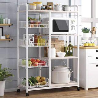 Kitchen Rack organizer for microwave, food, fruits, vegetables, pot and pans with wheels easy to move