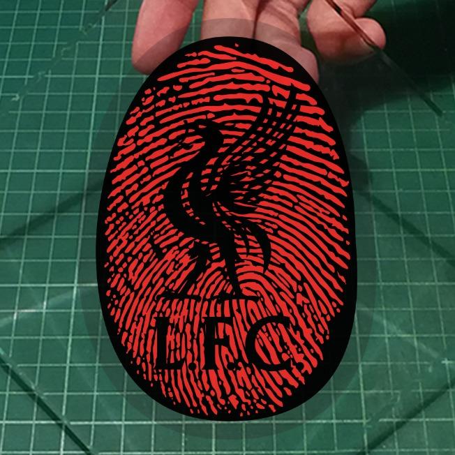 LFC Liverpool Football Club blood red fingerprint . Static Cling ...