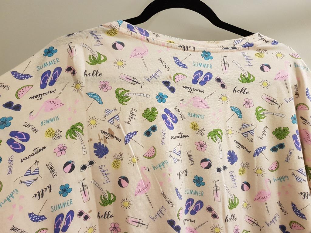Light Pink Oversized T-shirt with Summer Pattern, Women's Fashion ...