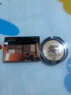 Maybelline highlighter and eyeshadow pallete bundle
