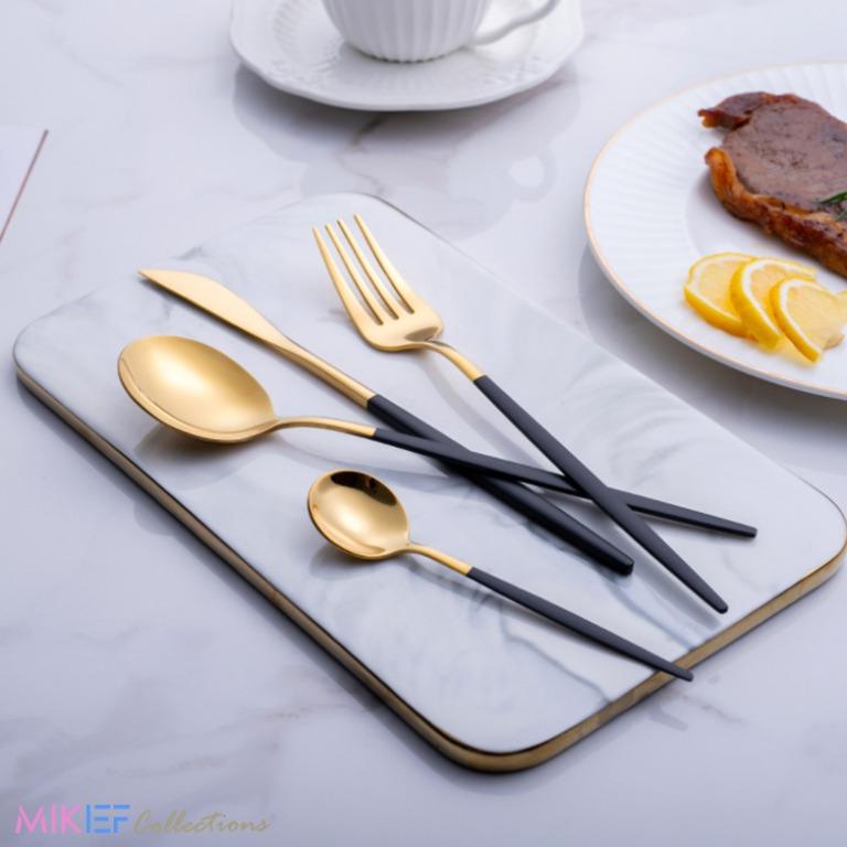 Gold and silver cutlery set sale