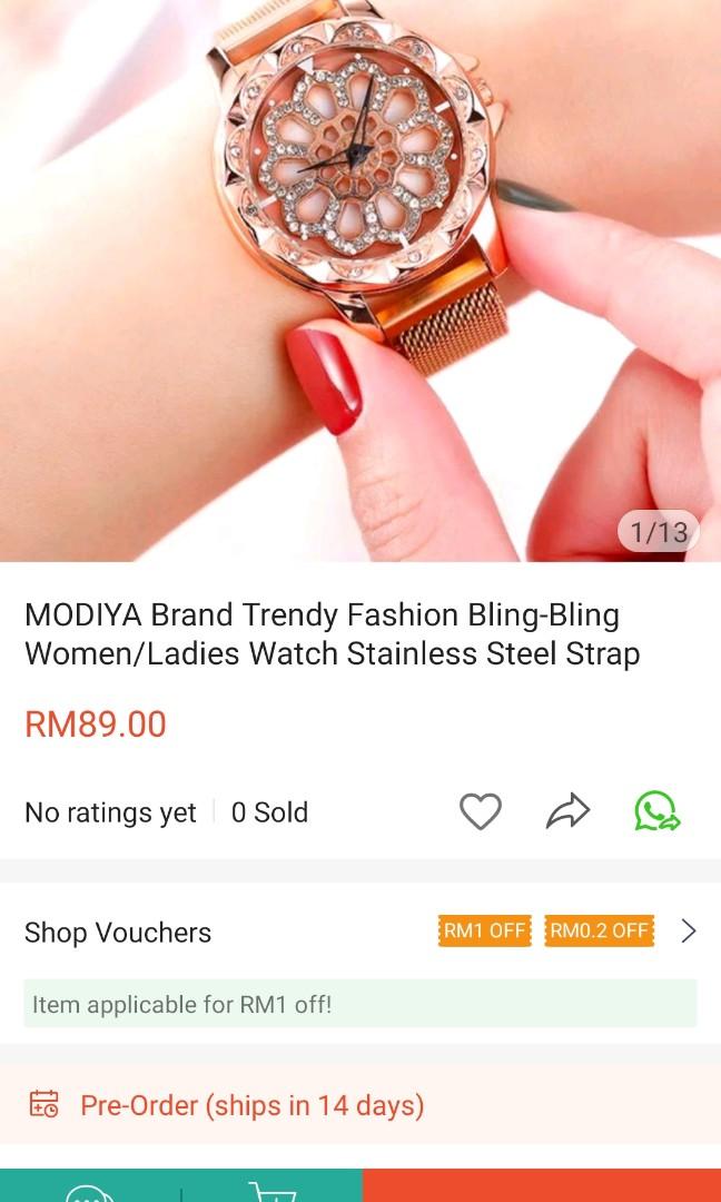 Buy REDUCED Modiya-quartz Unisex Watch Stainless Steel-modiya PRC 200 Black  Imitation Leather Strap-face 1.25 Inches battery-3 Dials Online in India -  Etsy