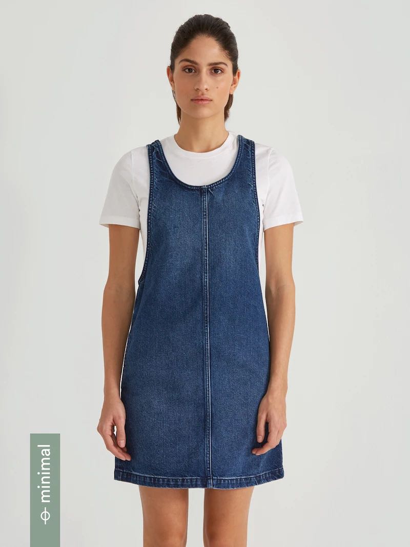 MONKI DENIM PINAFORE DRESS, Women's 