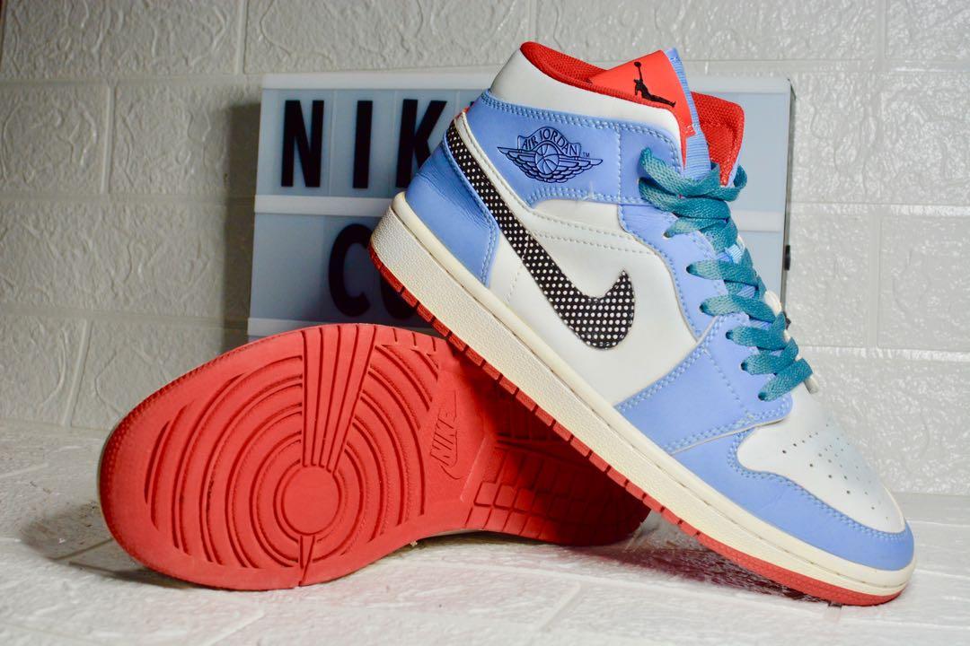 Nike Air Jordan 1 Half Blue Mid Men s Fashion Footwear Sneakers on Carousell
