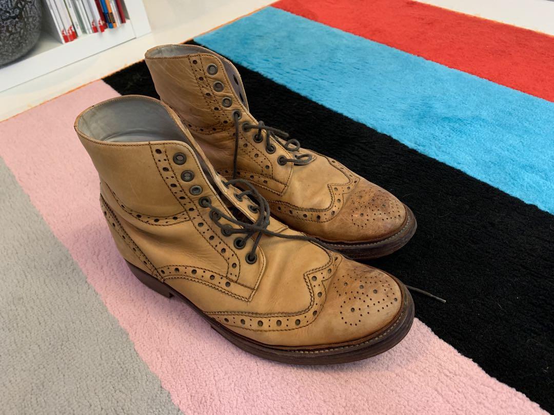 Oliver Sweeney UK7 Wren Tan Calf Leather Brogue Boots Men s