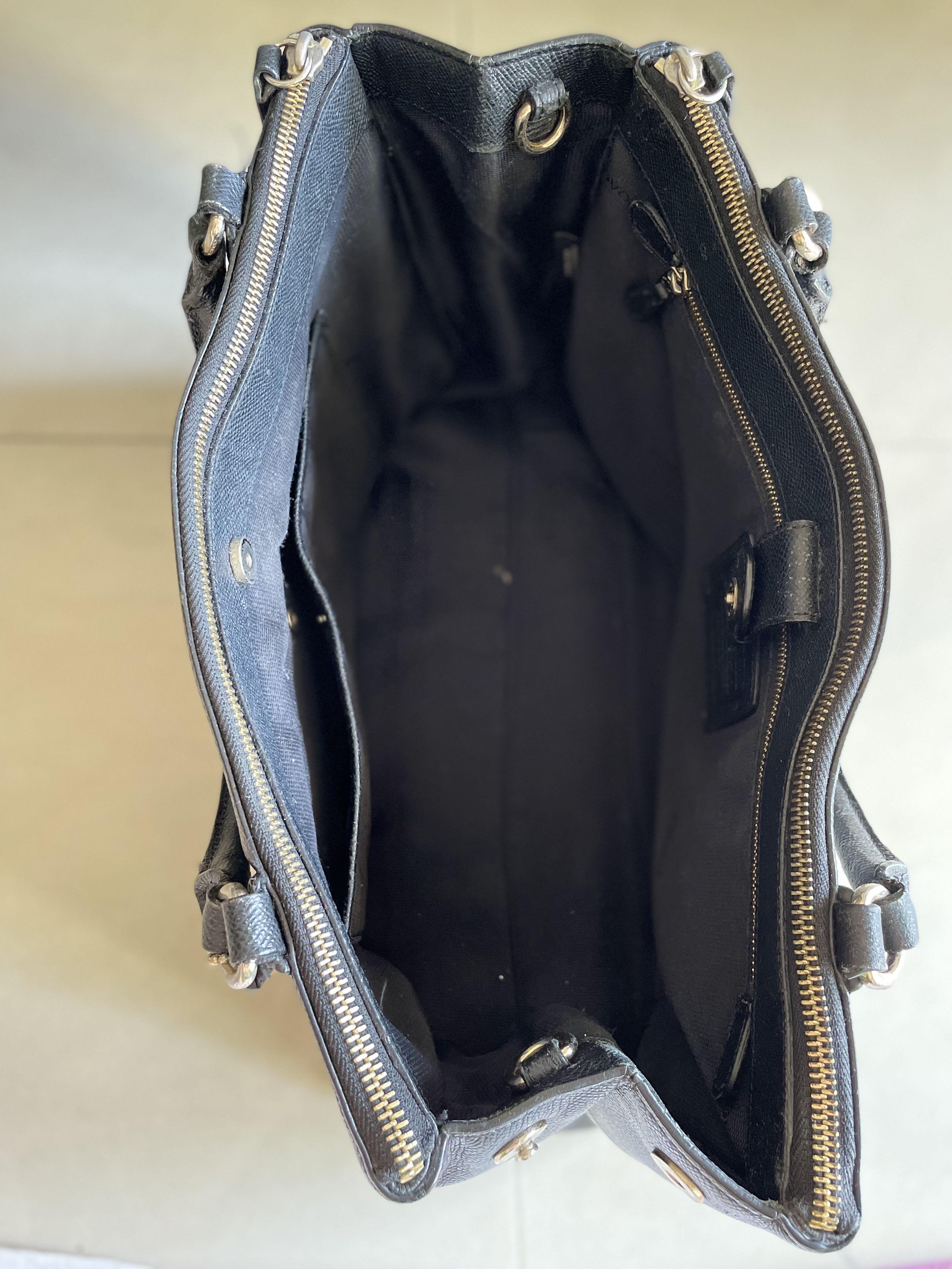 Original Coach Borough Handbag Medium Pebbled Leather Black