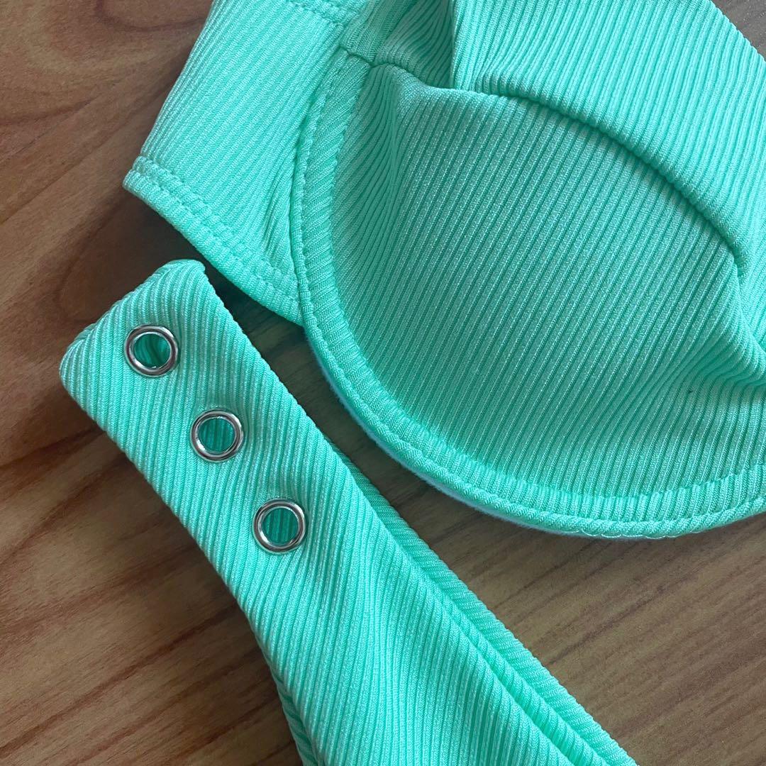 Pastel Green Bikini Set High waisted, Women's Fashion, Swimwear