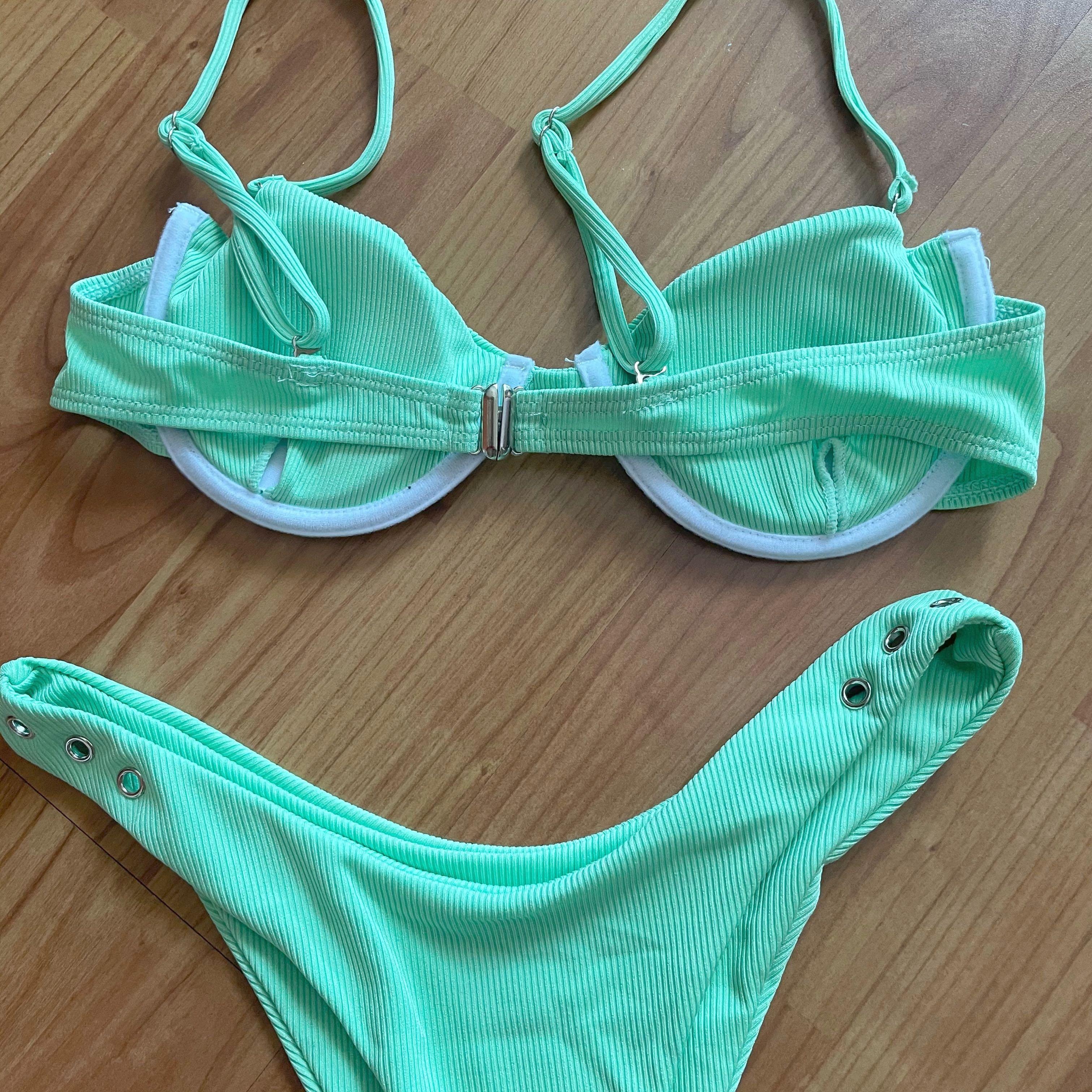 Pastel Green Bikini Set High waisted, Women's Fashion, Swimwear