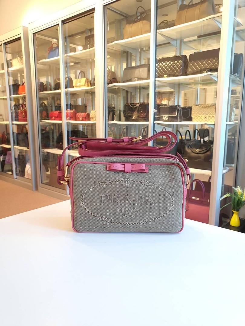 Prada Logo Jacquard Crossbody Camera Bag Luxury Bags Wallets