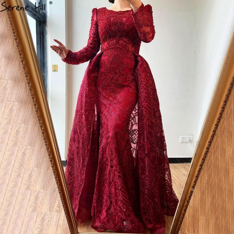Pre order red pink blue black green bodycon slit long sleeve diamond wedding bridal evening prom dress gown RBP1654