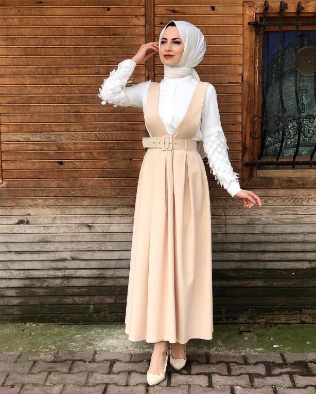 Modest pinafore shop dress
