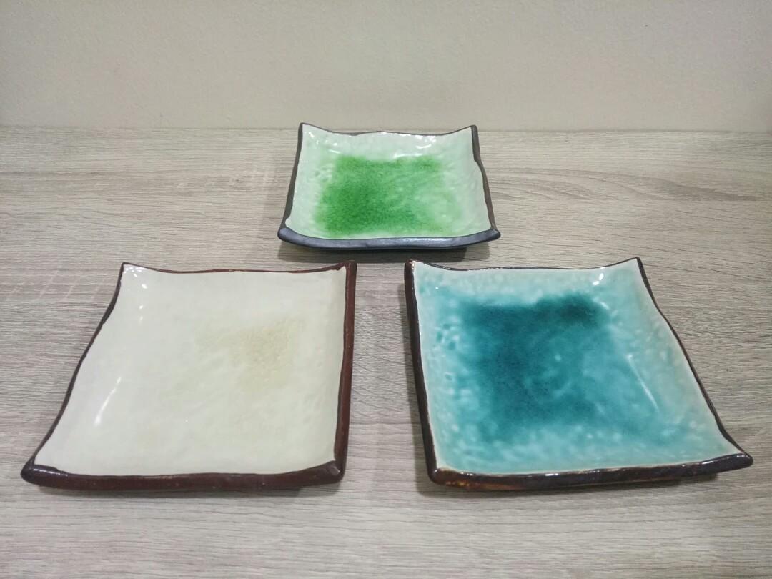 Stoneware saucer/trinket dish (Category: Other Kitchenware & Tableware) located in Mandaluyong City. Submitted by aishoppe08 (Listing ID 1102667395, Image 2). Description: 90 each 3 pcs. yellow 2 pcs. green 1 pc. aqua blue - sold.