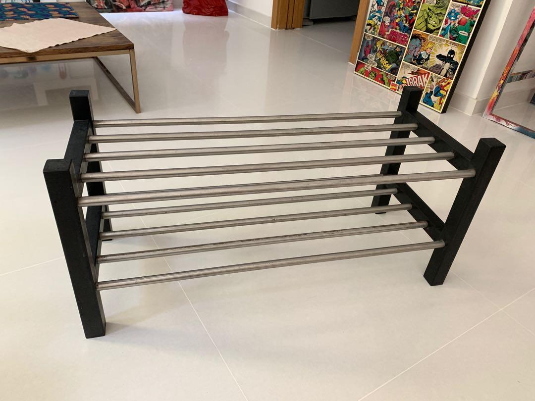 IKEA TJUSIG Shoe rack black79x32x37 cm Furniture Home Living Furniture Shelves Cabinets Racks on Carousell