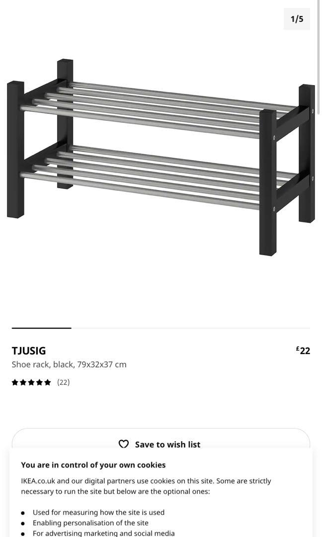 IKEA TJUSIG Shoe rack black79x32x37 cm Furniture Home Living Furniture Shelves Cabinets Racks on Carousell