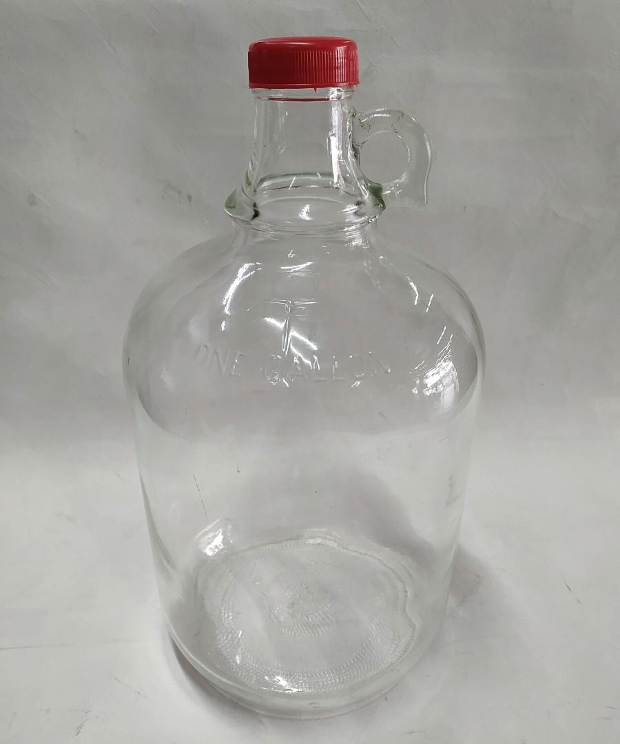 VINTAGE ONE GALLON GLASS JUG WITH FINGER HANDLE CLEAR SEAMED, Furniture