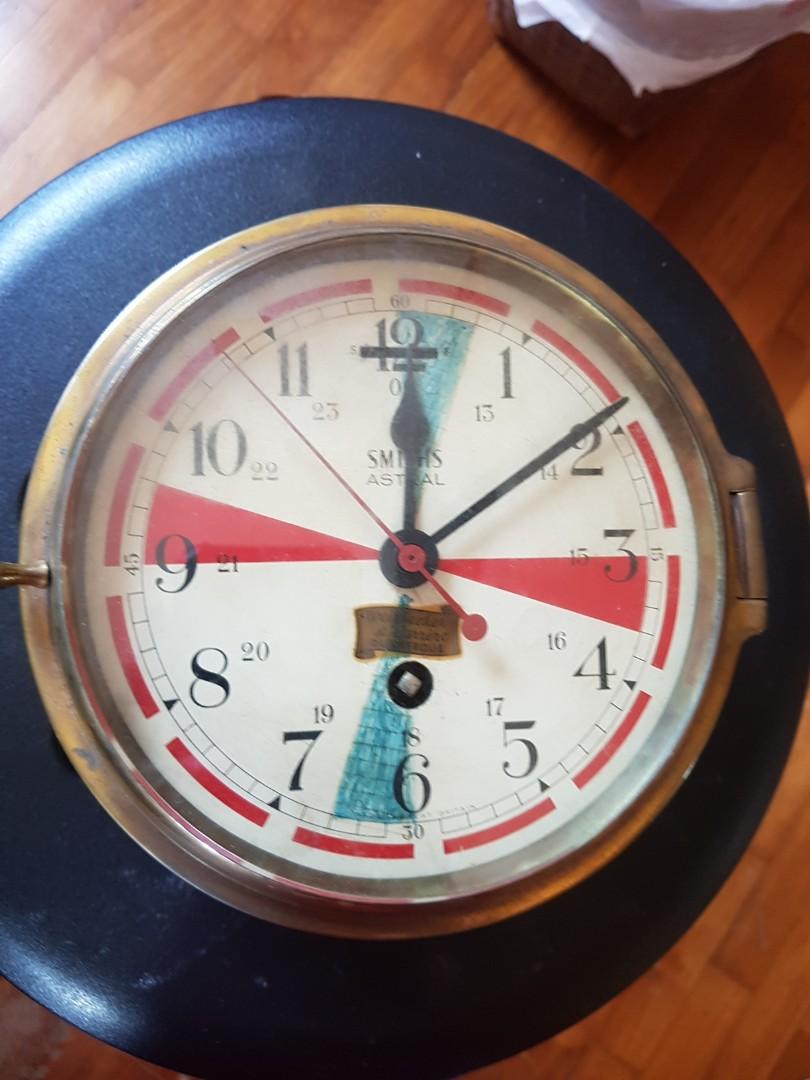 Vintage Smith's Astral brass ship maritime clock, Hobbies & Toys