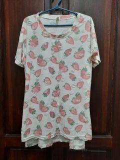 White eyelet shirt with cute strawberry design