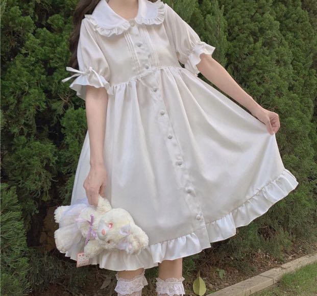 white lolita summer dress, Women's Fashion, Dresses & Sets 