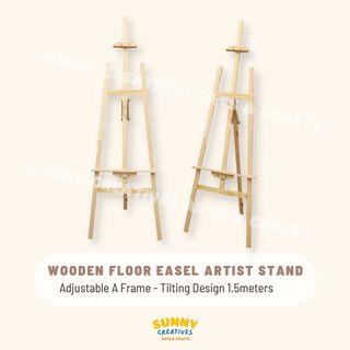 Wooden Floor Easel Artist Stand | Drawing Stand | Adjustable A Frame - Tilting Design 1.5meters