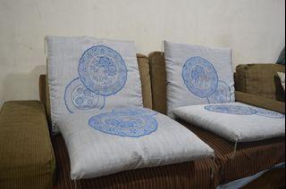 Zabuton cushion - Japanese Floor pillow  light blue (set of 4pcs)