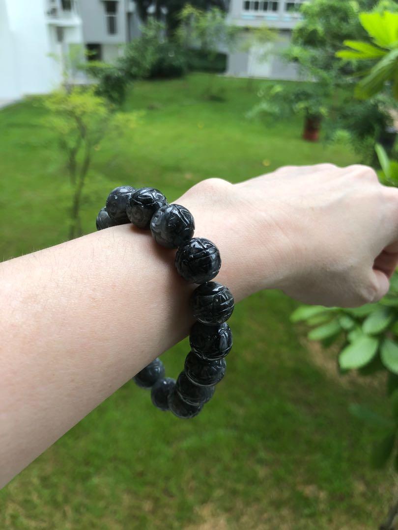 Mens black jade bracelet hotsell