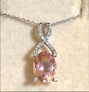 9 K金鑽石粉紅碧璽頸鏈 ，有單 9 K Diamond, Pink Tourmaline 6x8mm with necklace 17.5cm64205751904514110