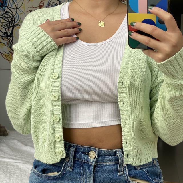 Brandy melville green cardigan top