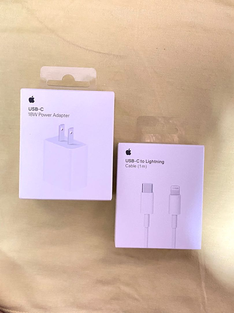 Apple iPhone Charger 18 watts adapter and Usb c to Lightning cable ...