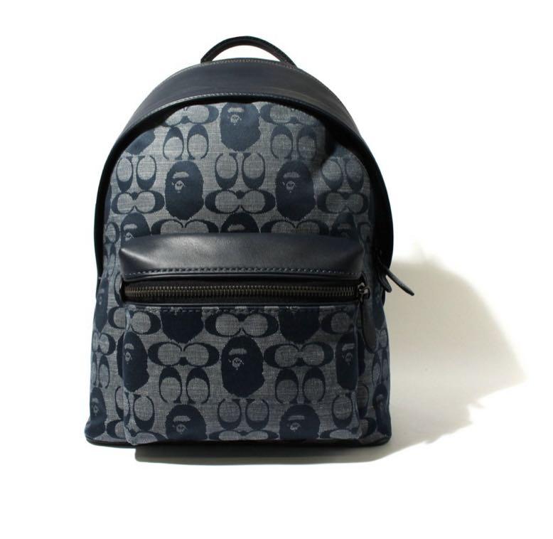 bape leather backpack