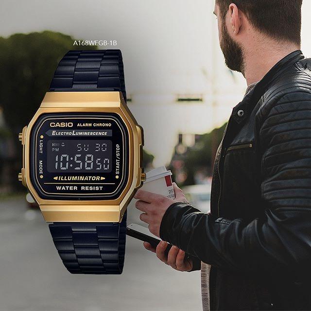 CASIO ORIGINAL VINTAGE DESIGN UNISEX GOLD BLACK STAINLESS STEEL