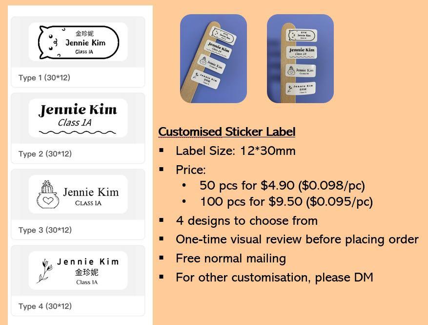 Student Name Sticker Printing service, Hobbies & Toys, Memorabilia ...
