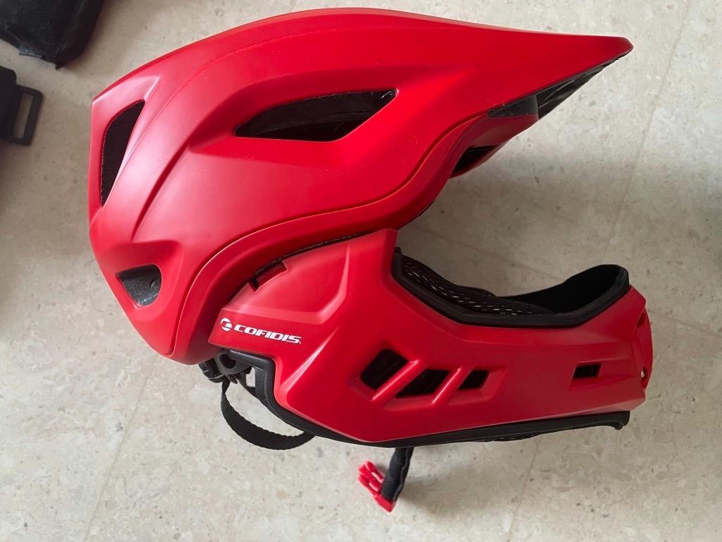 Child helmet with shop chin guard