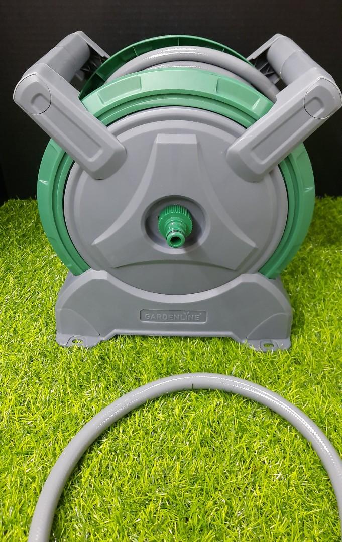 Gardenline Hose with Reel 15 Meters, Furniture & Home Living, Gardening